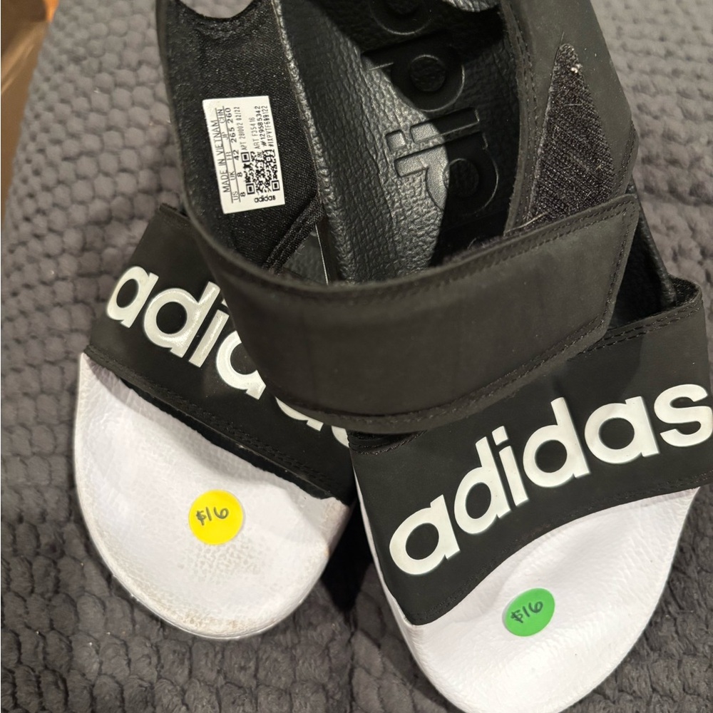 Adidas Black and White Slide Sandals
